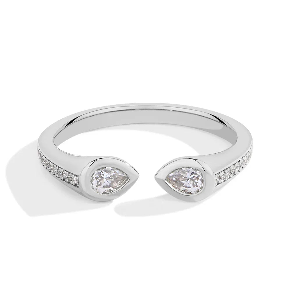 MINTYBOX Pear Shape Lab Grown Diamond Ring 0.5CT S925 Silver Moissanite Rings For Women 18k White Gold Plated Wedding Jewelry