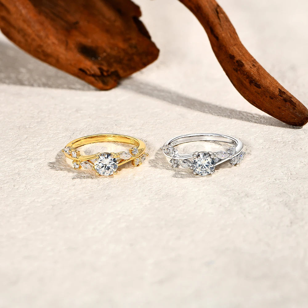 LUX FINE JEWELRY | Moissanite Round Cut 0.8ct D Color VVS1 925 SS Engagement Ring Luxlife Brands