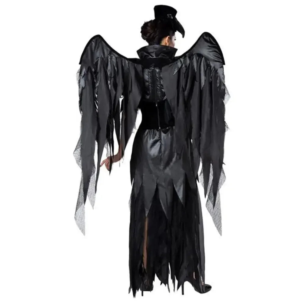 Hot Sale Dark Fallen Angel Costume Halloween Cosplay Fancy Dress with Wings - LUXLIFE BRANDS
