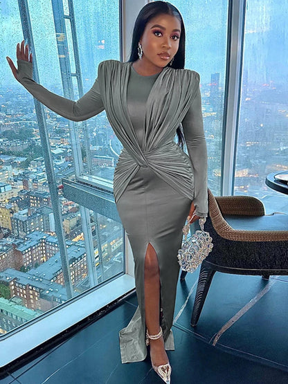 Winter Long Sleeve A-Line Long Bodycon Dress