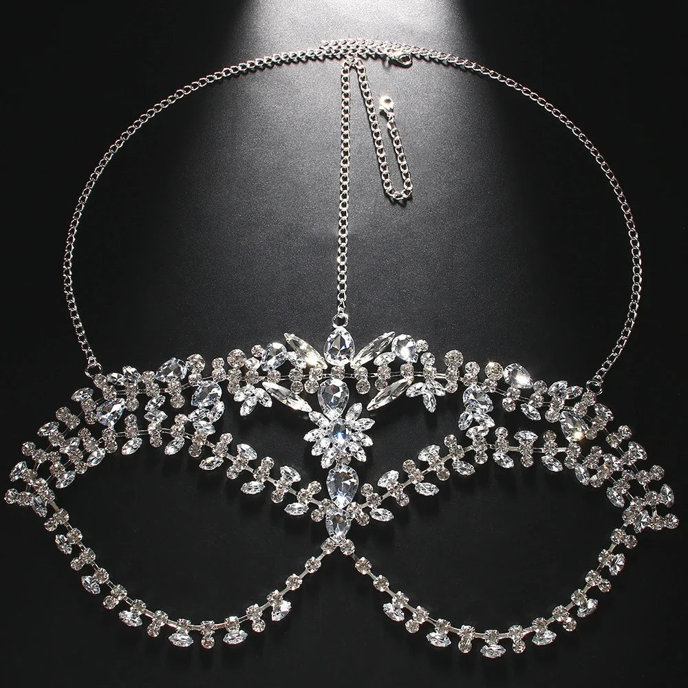 Exaggerated Rhinestone Masquerade Jewelry Face Mask