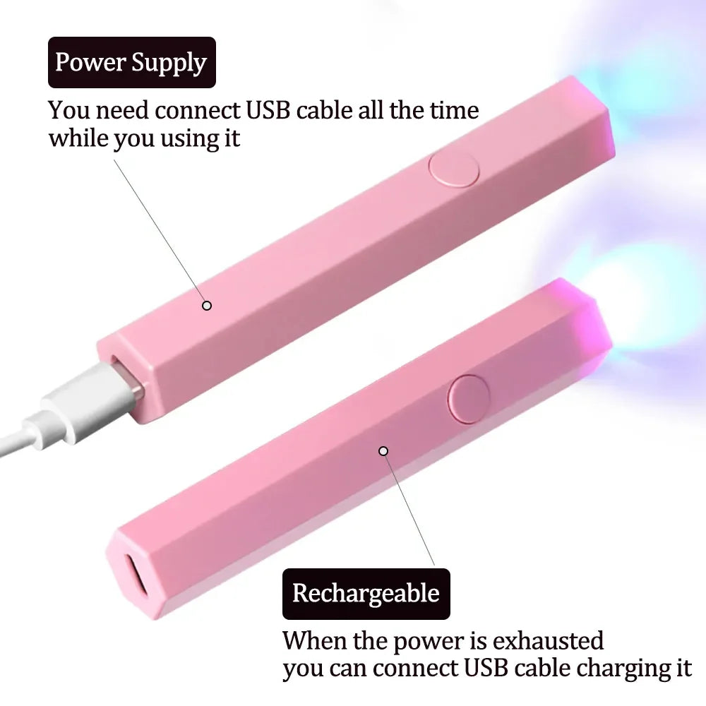 CNHIDS Portable Salon Quick Dry USB Nail Dryer Machine Home Phototherapy Tools Professional UV LED Nail Lamp Mini Flashlight Pen LUXLIFE BRANDS