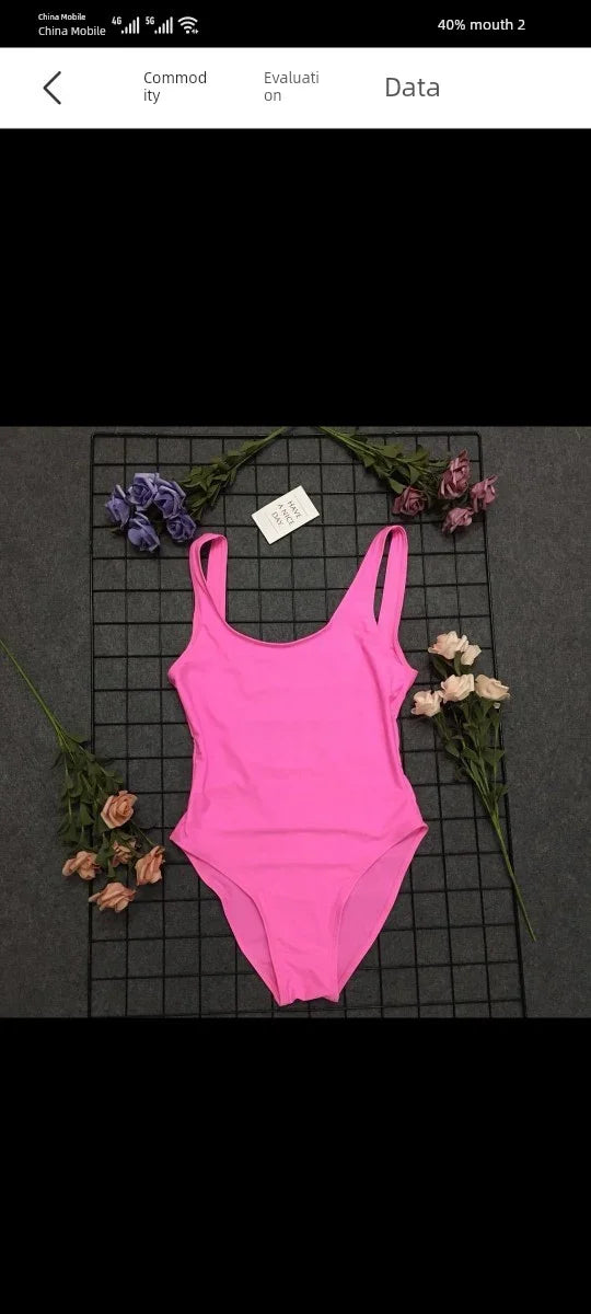 Fashion Hot Spring Sexy Women's One-Piece Swimming Suit No Chest Pad Plus Size Triangle Private Water One-Piece Swimsuit Bikini