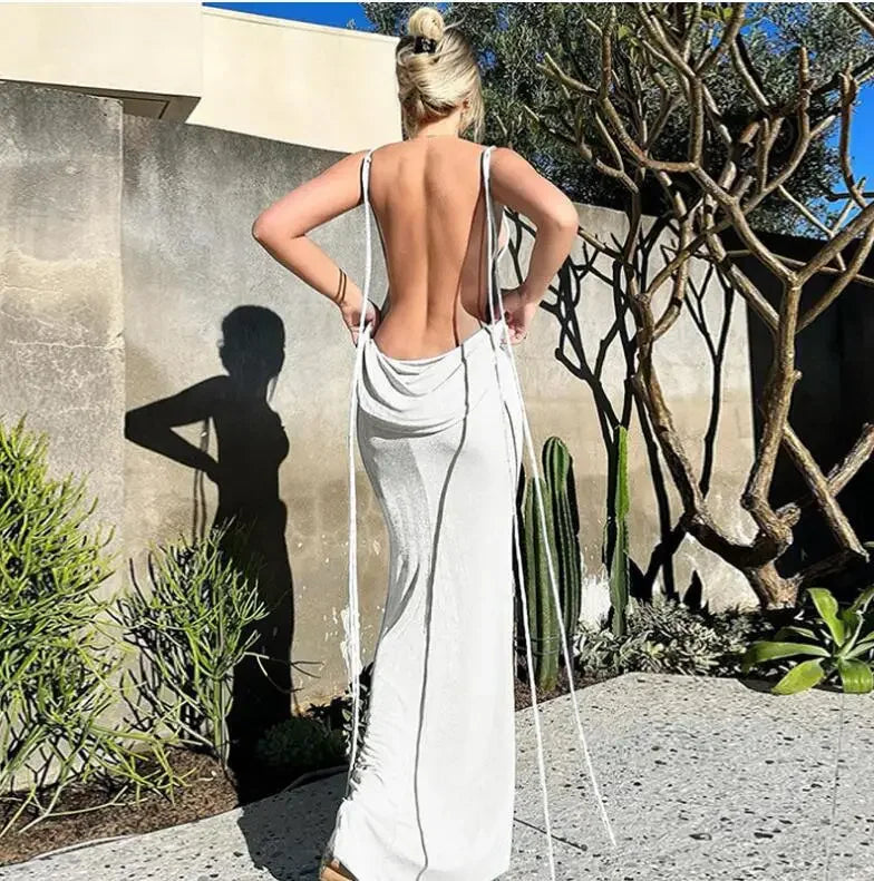 Kendall Halter Backless Bodycon Maxi Party Dress