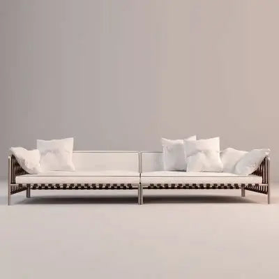 Outdoor stainless steel sofa rattan courtyard villa rain and sun coffee table combination