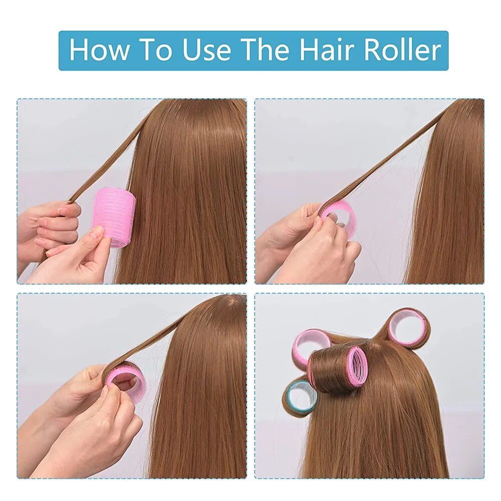 Self-Grip Hair Rollers Heatless Hair Curlers No Heat Hair Bang Volume Self-adhesive Hook &amp Loop DIY Styling Tool Random Color LUXLIFE BRANDS