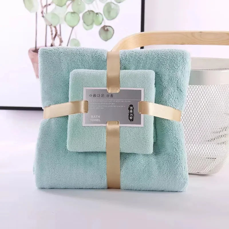 2PC Bath Towels Set Super Soft Highly Absorbent Quick-drying Coral Velvet Bath Towel For Adults Hotel & Spa Use Luxlife Brands