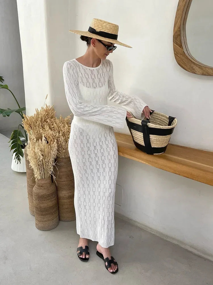 Long Sleeve Beach Maxi Dress