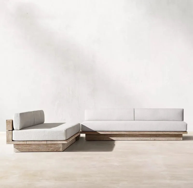 Outdoor Sofa, Creative Garden Courtyard Teak Furniture, Waterproof and Sun-proof, Outdoor Open-air Sofa Set