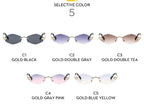 Luxury Polygon Sunglasses for Women Hipster Irregular Rimless Sunglasses Ladies Small Metal Frame Vintage Rhombus Eyewear Brown Luxlife Brands