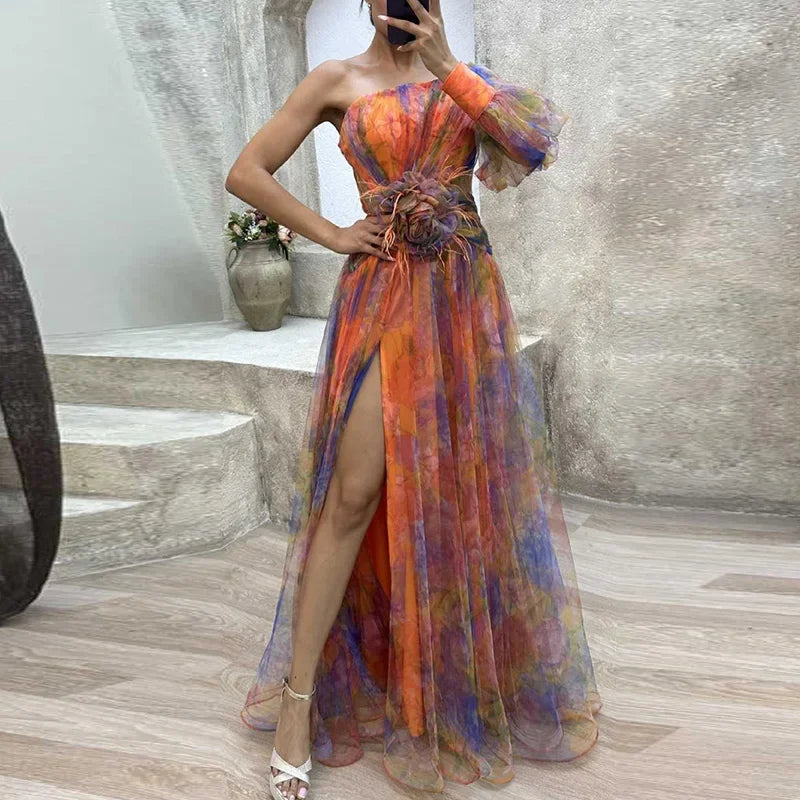 Artful Off The Shoulder Maxi Dress