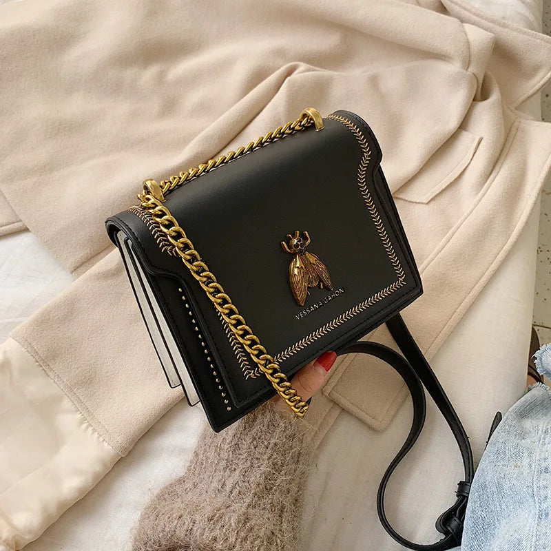 Luxury Leather Bee Handbag