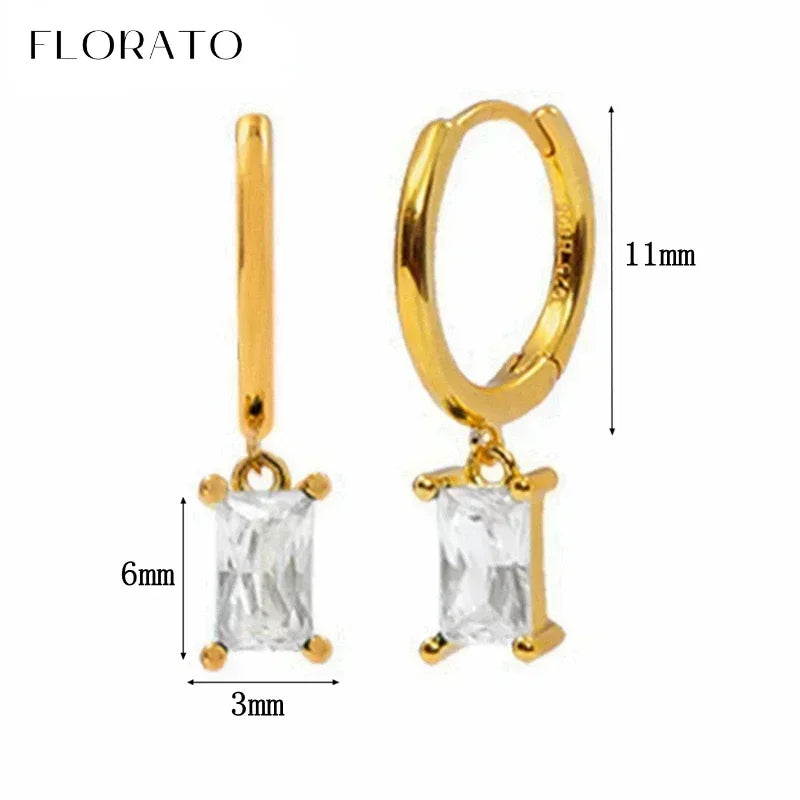 Luxury white crystal zircon earrings 925 sterling silver ear needles Hoop gold earrings For women Fashion Luxury Wedding Jewelry Luxlife Brands