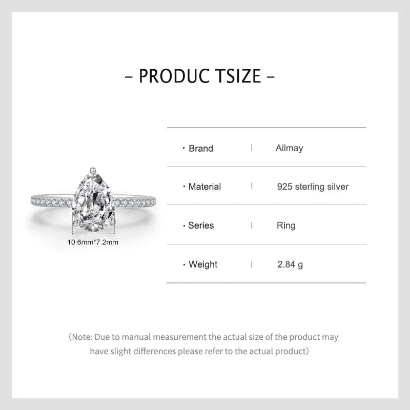 LUX Water Droplet 5A Cubic Zirconia 925 SS Ring