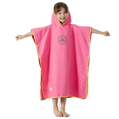 Kids Hooded Microfiber Beach Towel Surf Poncho Quick Dry Bath Towel Changing Bathrobe for Children Beach Swimming Towels Poncho