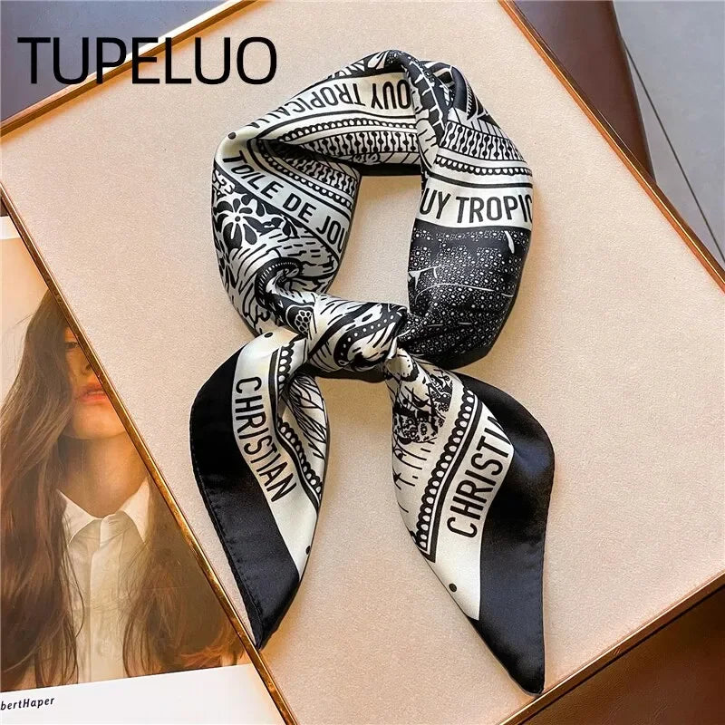Print 70cm Silk Satin Headkerchief Women Luxury Design Neck Tie Scarf Female Hair Hand Wrist Foulard Shawl Hijab Bandana LUXLIFE BRANDS