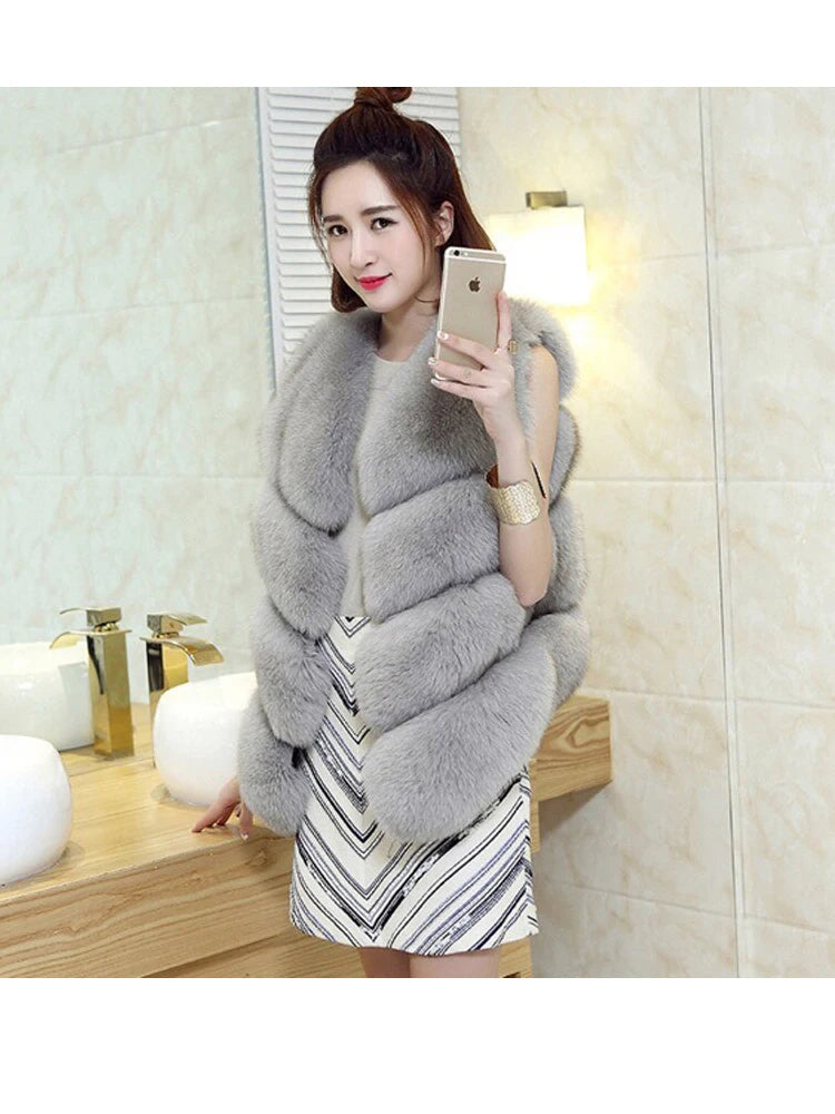 Luxury Faux Fox Fur Vest LUXLIFE BRANDS