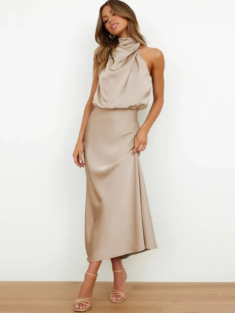 Mona Satin Evening Dress LUXLIFE BRANDS