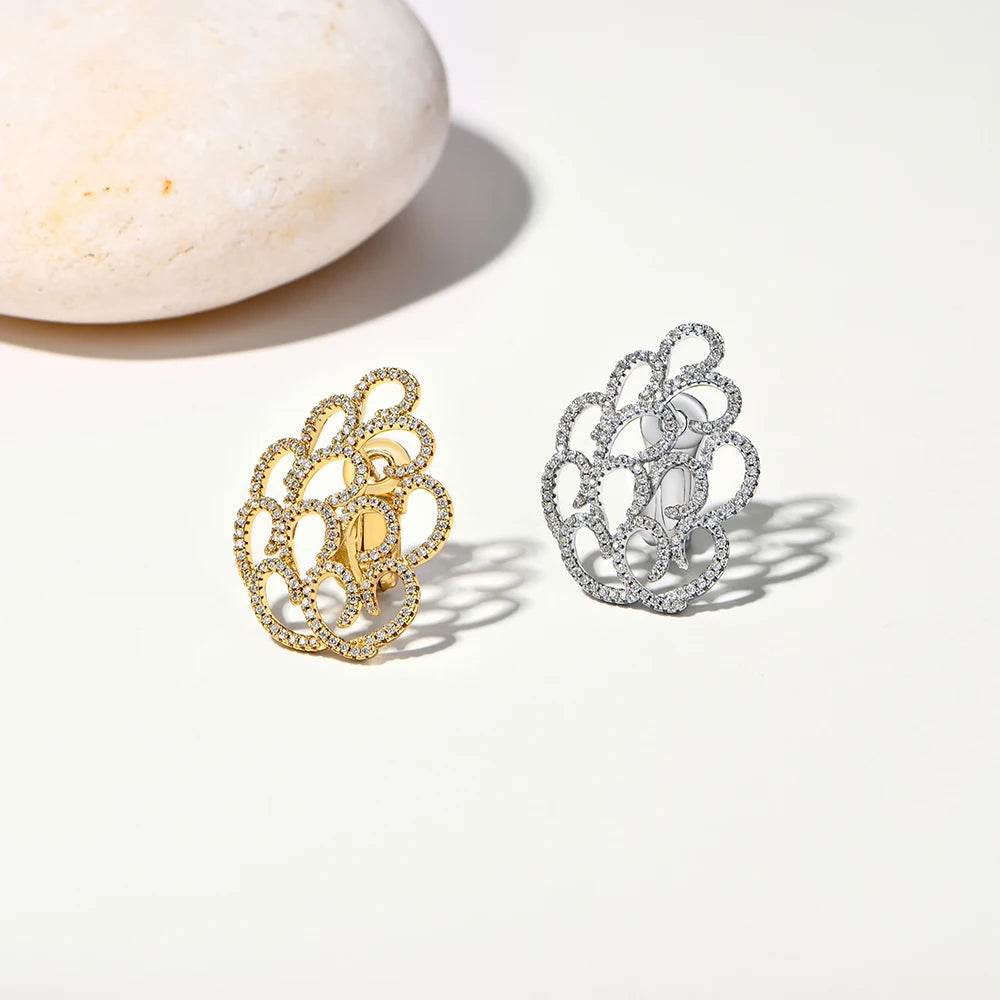 ATTAGEMS Snowflake Women's Earrings For Party S925 Silver Moissanite Earrings D VVS1 Yellow Gold Plated Gifts Sparkling Jewelry Luxlife Brands