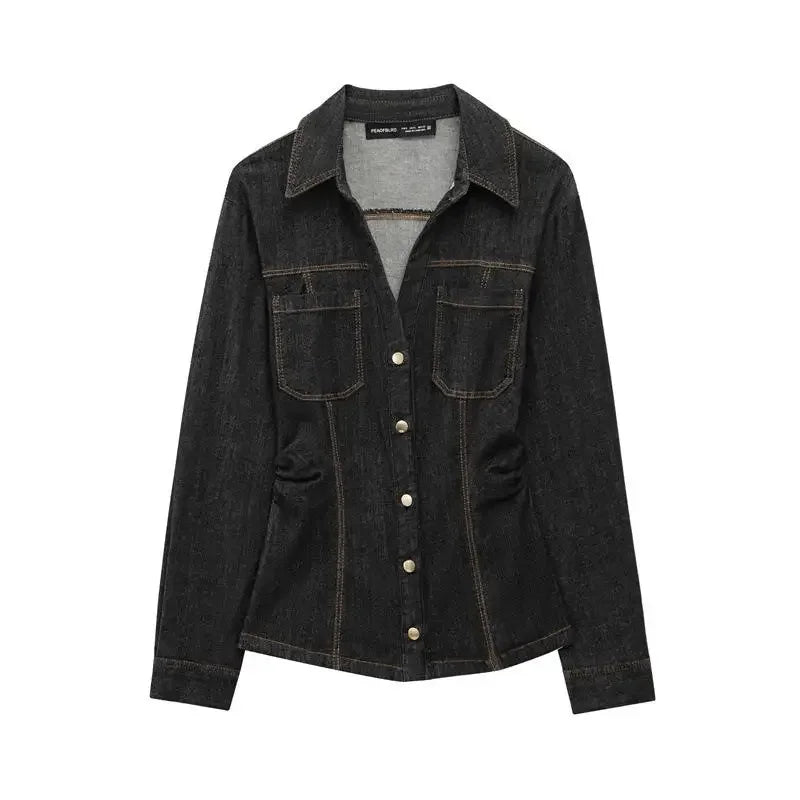 Street Vintage Denim Pants Sets Women Slim Long Sleeve Lapel Single Breasted Jacket Straight Trousers 2025 Spring Lady Outfits