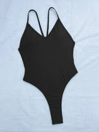 Sexy One Piece Swimsuit Women Ring Linked Bathing Suit String Bandage Swimwear Cut Out Monokini Summer Beach Swim Suit Bather Luxlife Brands