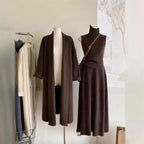 Women’s Long Sweater Vest & Top & High Waist Skirt Set Luxlife Brands