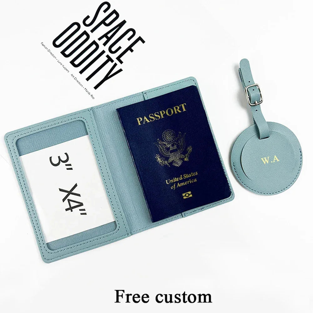 Custom Passport Holder Luggage Tag Set PU Leather