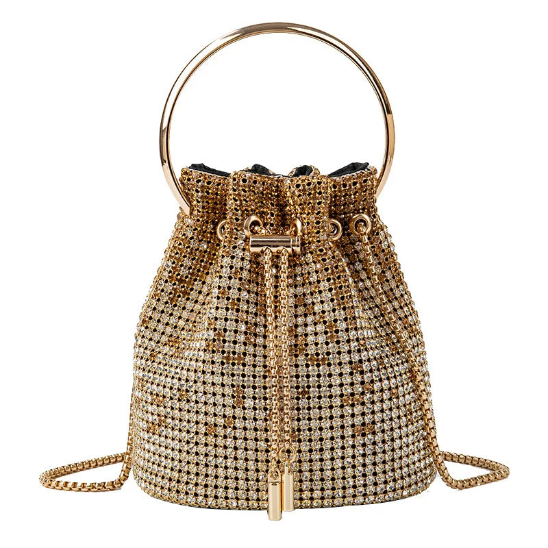 Diamond Bucket Bag for Women 2023 New Rhinestones Bling Shoulder Bags fashionTote Handbag Luxury Design Purse Crossbody Bag LUXLIFE BRANDS