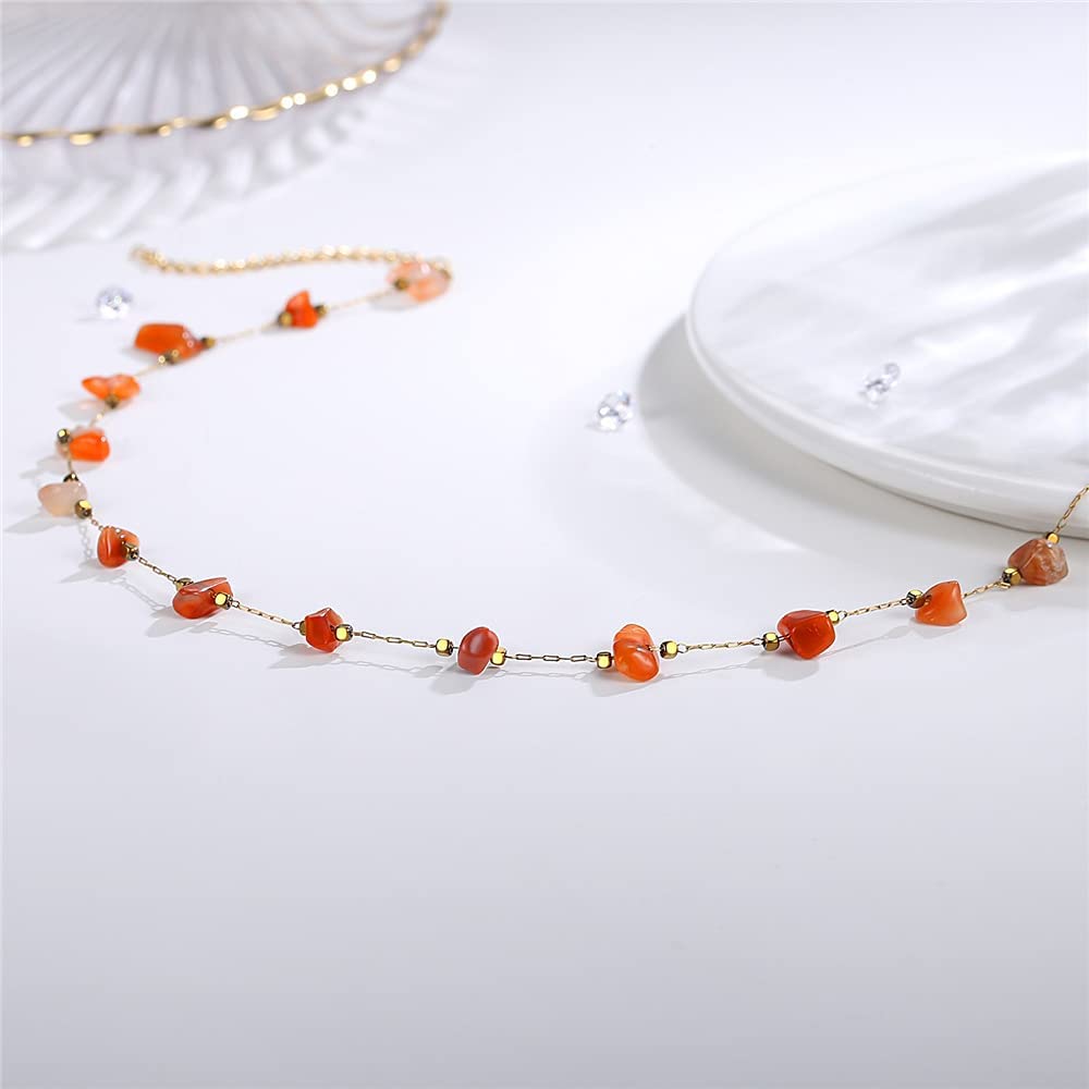 Real Carnelian Crystal Necklace for Women Fashion Handmade Natural Irregular Amethysts Stone Beads Choker Jewelry Collar Gift LUXLIFE BRANDS