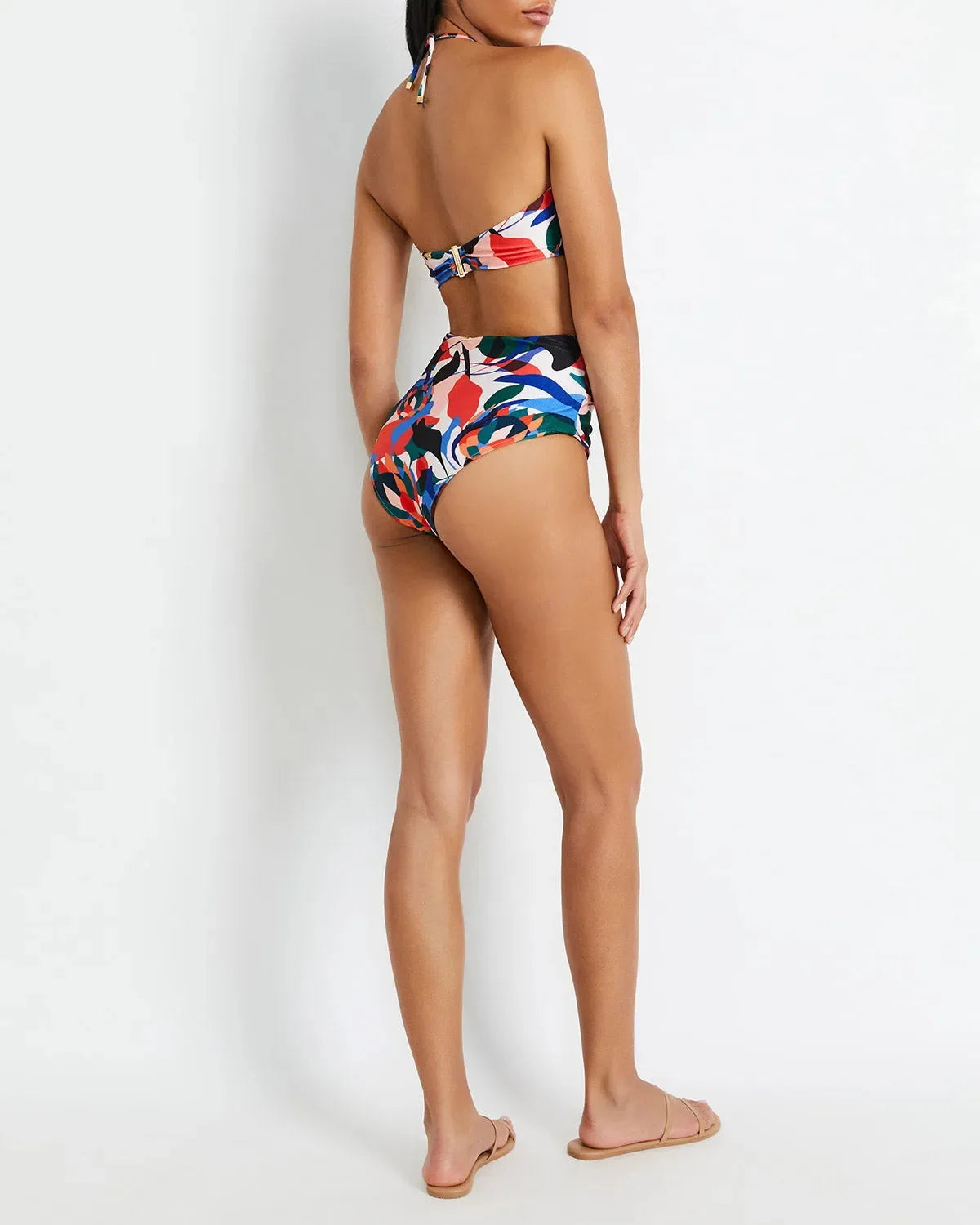 Women's high-waisted sexy bikini set, halter, sexy mesh swimsuit skirt, holiday, beach swimsuit, spa, New, Europe and USA