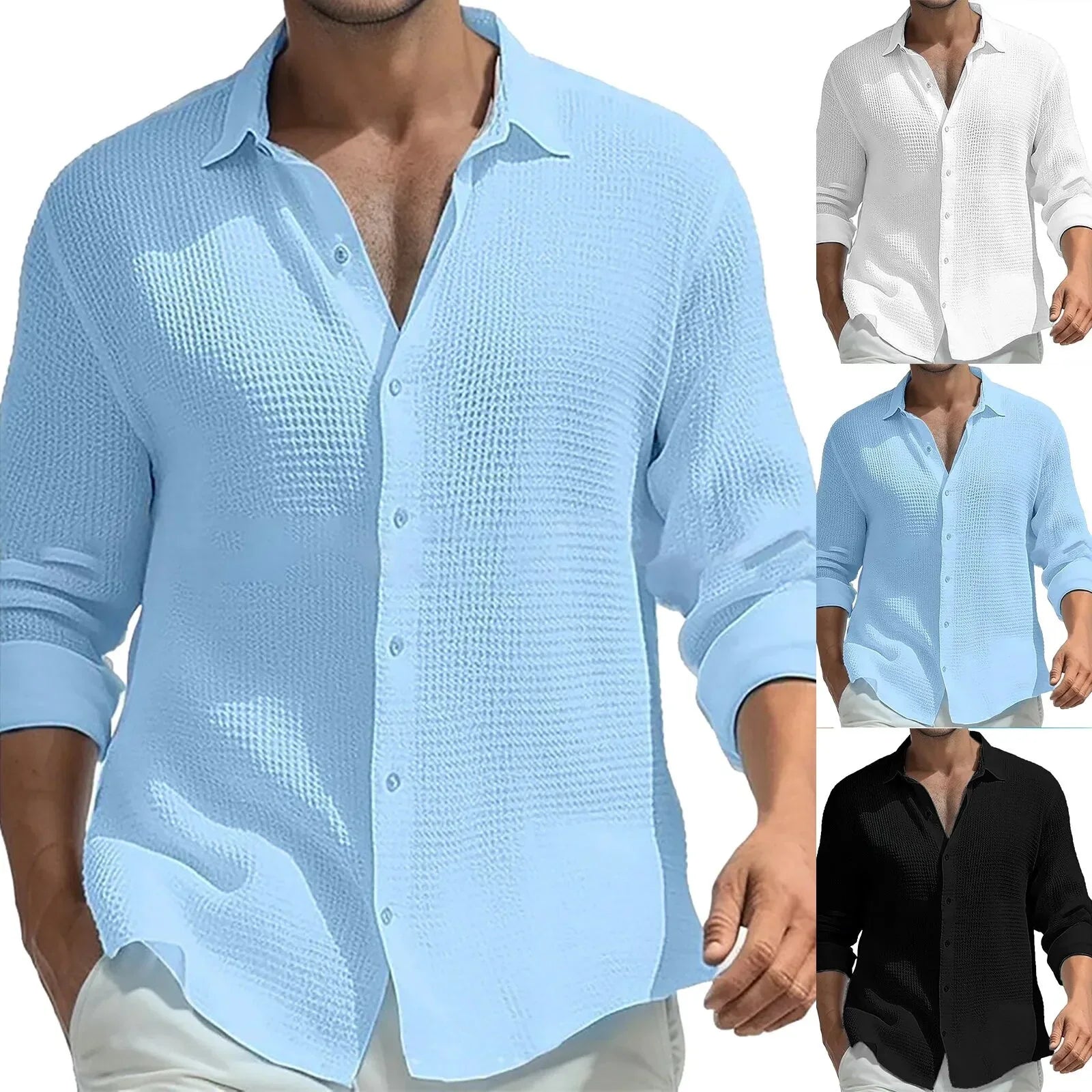 Men’s Waffle Long Sleeve Top LUXLIFE BRANDS