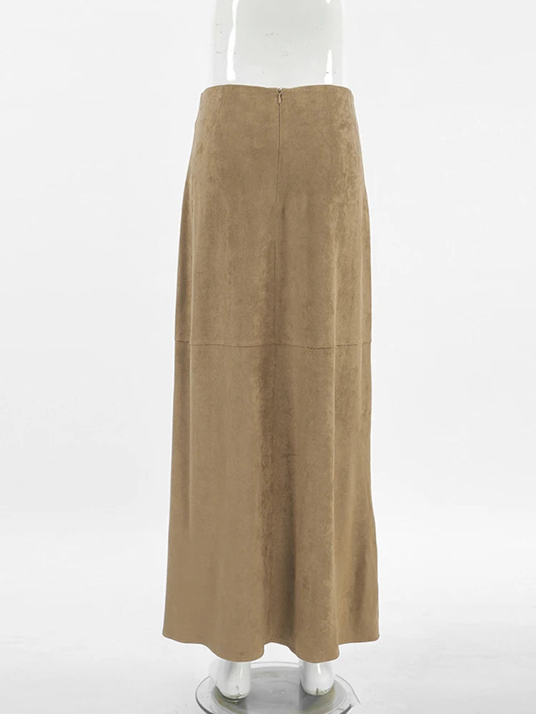 Autumn Maxi Suede Skirt