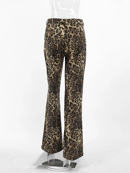 Aynaray Summer Winter 2024 Women Leopard Trousers Streetwear High Waist Straight Pants For Women