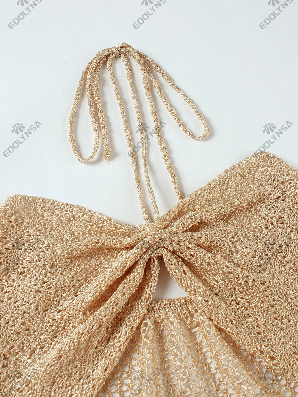 Sexy Knit Halter Neck Cut Out Beach Maxi Dress 2025 Summer Swimsuit Cover Up Women's Solid Colour Vacation Party Outfit K232 Luxlife Brands