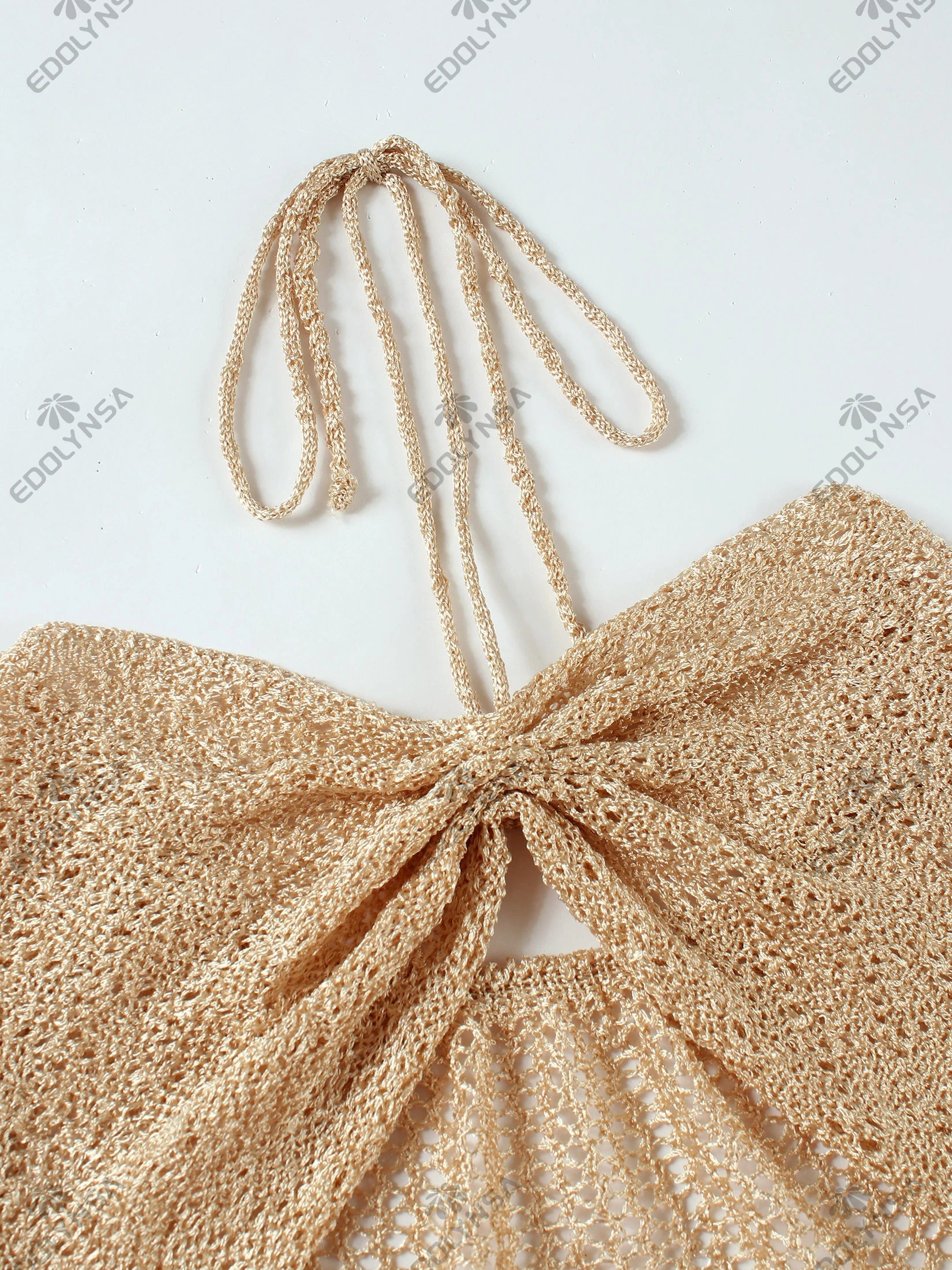 Sexy Knit Halter Neck Cut Out Beach Maxi Dress 2025 Summer Swimsuit Cover Up Women's Solid Colour Vacation Party Outfit K232 Luxlife Brands