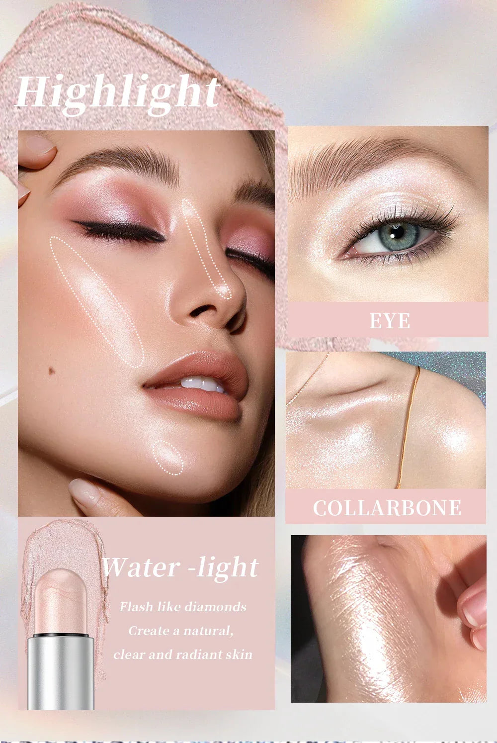 Waterproof Soft Cream Highlighter + Bronzer + Contour + Blush
