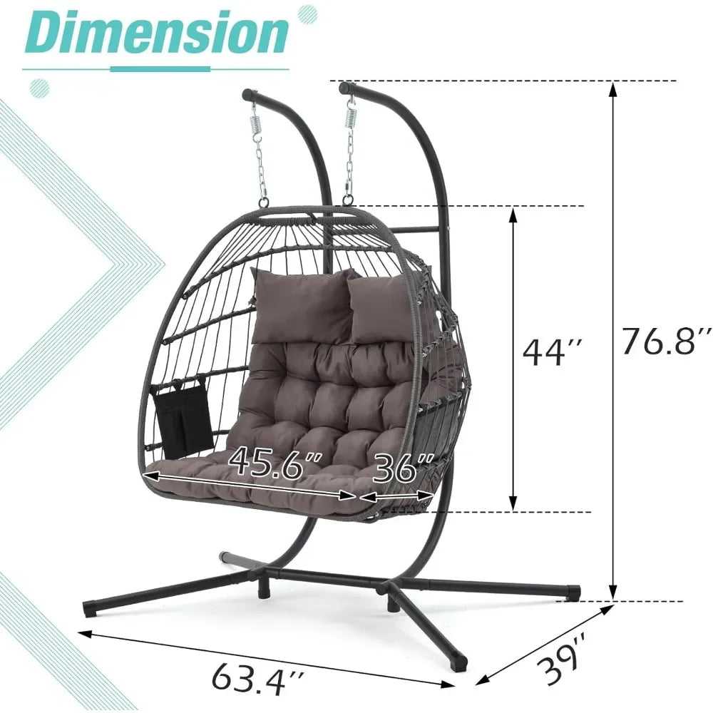 Outdoor and Indoor Egg Chairs With Grey Cushions for Patio Cocoon Swing Set Balcony Garden Swings Hanging Chair Stork Nest Swing