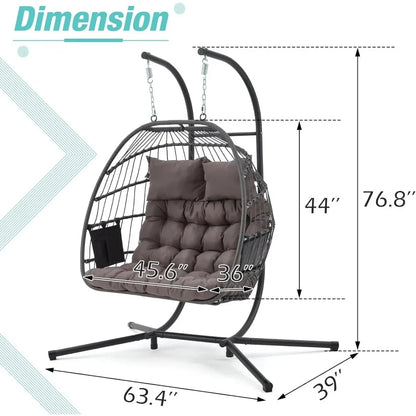 Outdoor and Indoor Egg Chairs With Grey Cushions for Patio Cocoon Swing Set Balcony Garden Swings Hanging Chair Stork Nest Swing