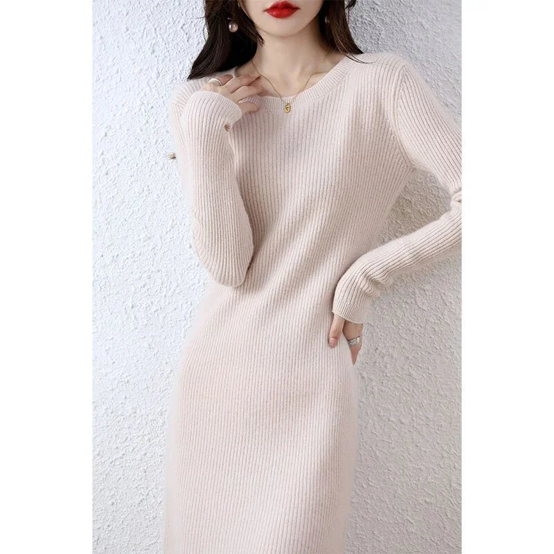 Vienna Cashmere Sweater Dress 100% Merino Wool LUXLIFE BRANDS
