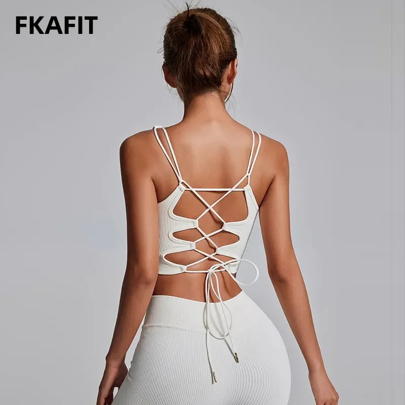 Yoga Sports Bras for Women Open Back Design Padded Crop Top Fitness Push Up Workout Running Gym Tops LUXLIFE BRANDS