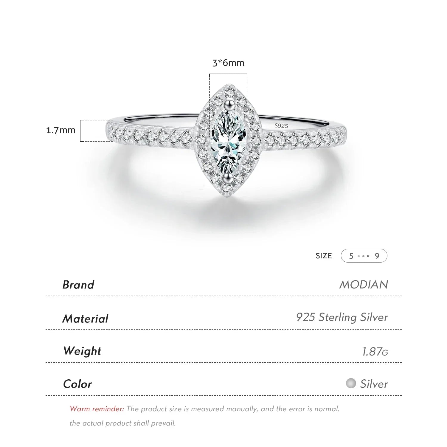 LUX Marquise Cut CZ Ring 925 Sterling Silver