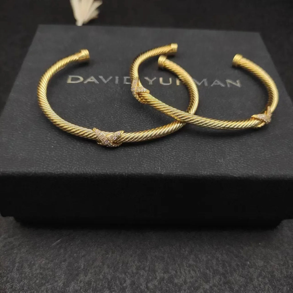 DY David Yurma X 4MM Bangle Bracelet For Women High Quality Station Cable Cross Collection Vintage Ethnic Loop Hoop Punk Jewelry LUXLIFE BRANDS