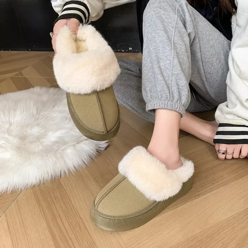 Platform Suede Fur Slippers LUXLIFE BRANDS
