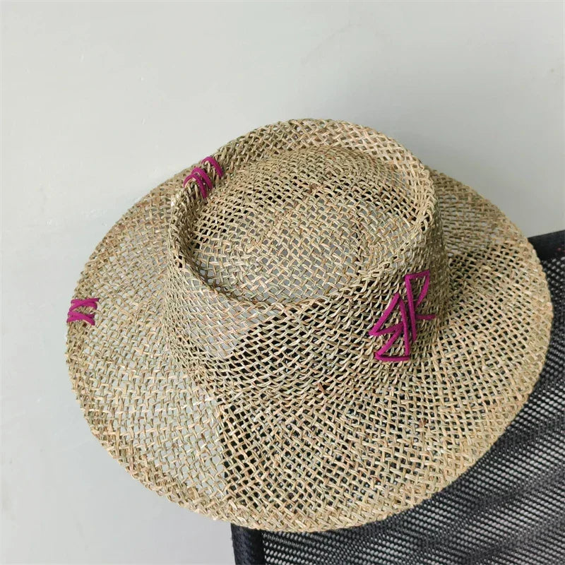 Designer French Elegant Women's Summer RB Letter Straw Hat Wide Brim Breathable Sun Protect Fashionable Beach Vacation Sun Hat
