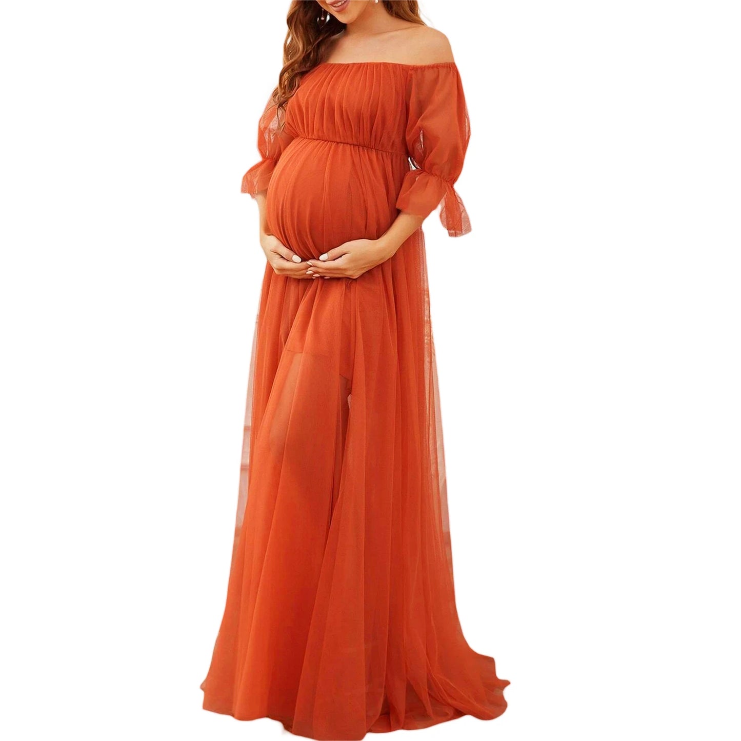 Maternity Tulle Chiffon Long Dress