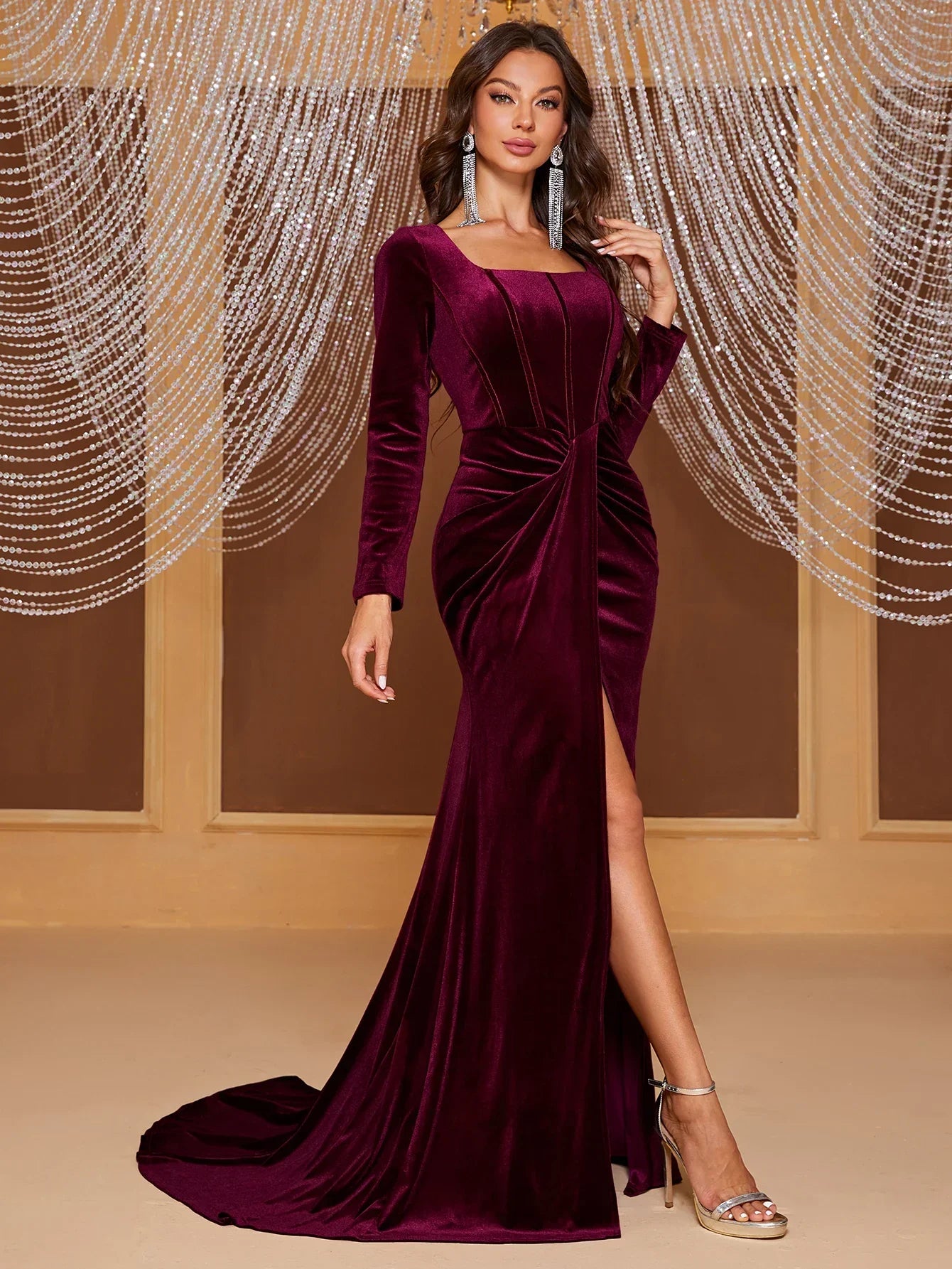 Velvet Off The Shoulder Mermaid Evening Dress LUXLIFE BRANDS