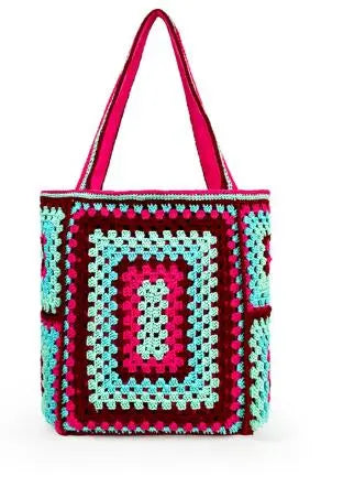 Bohemian Crochet Women Shoulder Bags Knitting Large Capacity Tote Bag Casual Lady Handbags Big Shopper Purses Summer Beach Bags