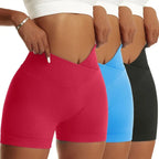 3 Pieces Women Solid Peach Hip Sports Pants High Elastic Breathable Running Biker High Waist Yoga Scrunch Butt Shorts for Women Luxlife Brands