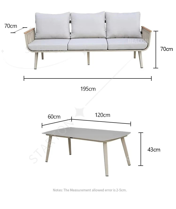 Waterproof Lounge Sofa Beige Terrace Luxury Modern Aluminum Garden Terrace Outdoor Furniture Combination Sofa Set Patio Luxlife Brands