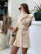 Brickell Bell Sleeve Belted Beach Mini Dress Luxlife Brands